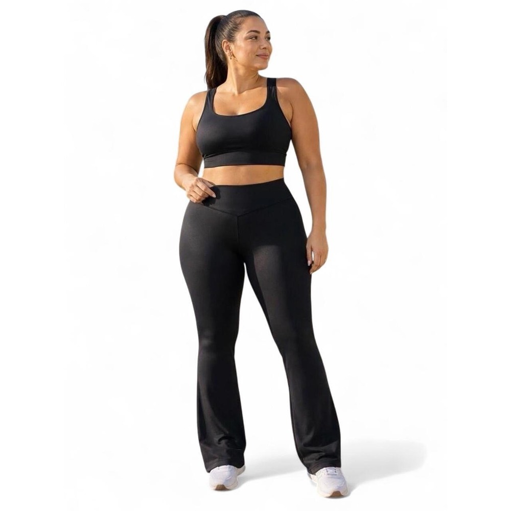 Nike x Skims Dri-Fit Shine High Rise Micro Flare Leggings Obsidian Size L